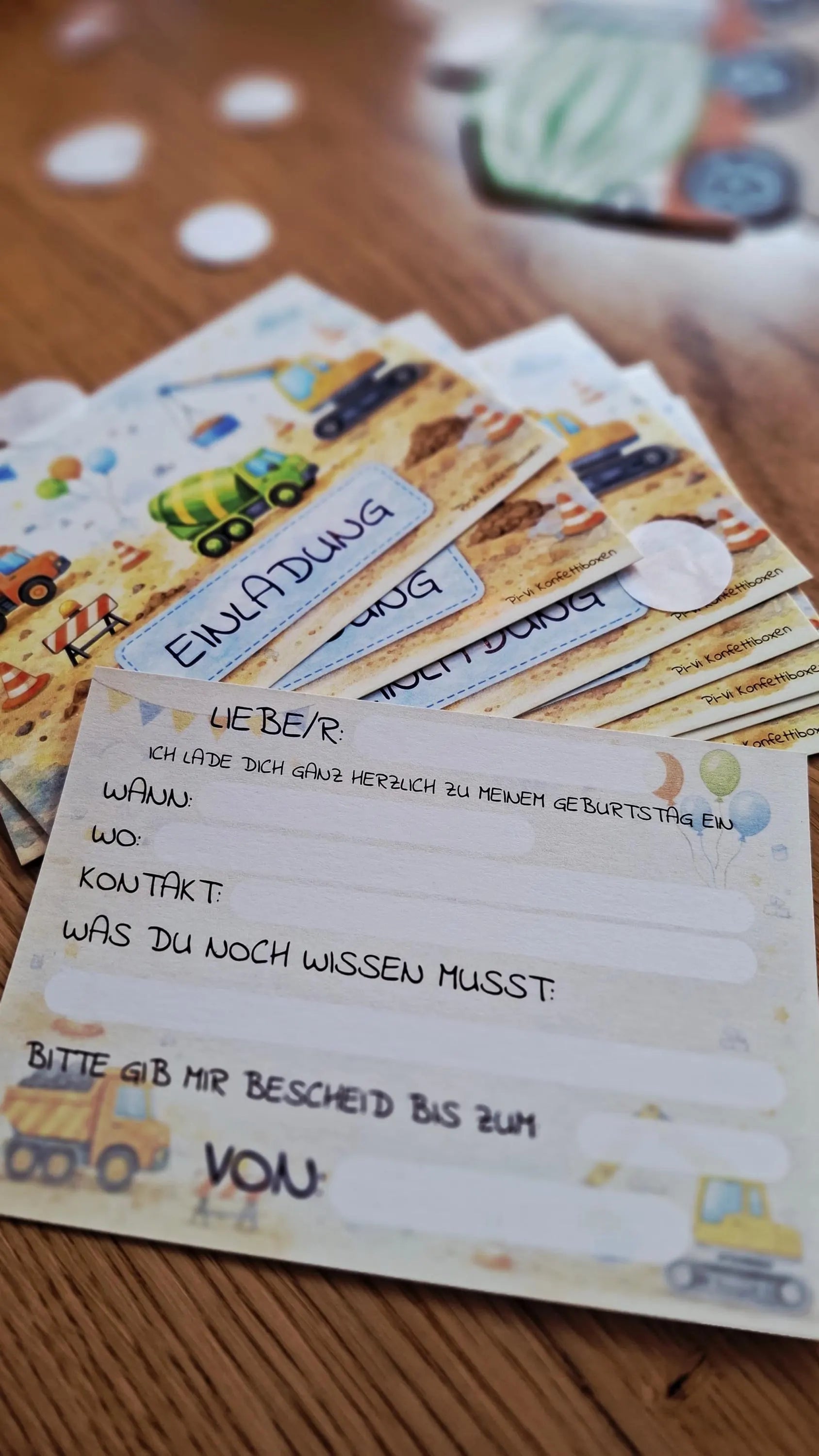 Einladungskarten „Baustellen” Geburtstag
