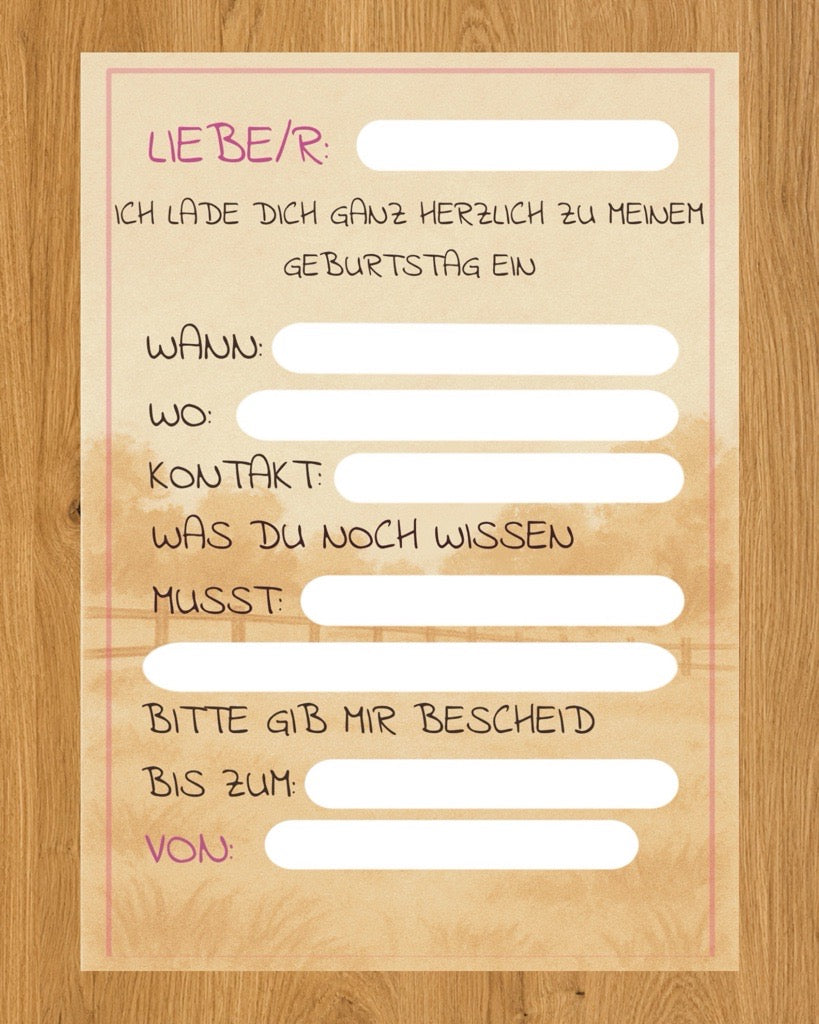 Einladungskarten „Pferde” Geburtstag