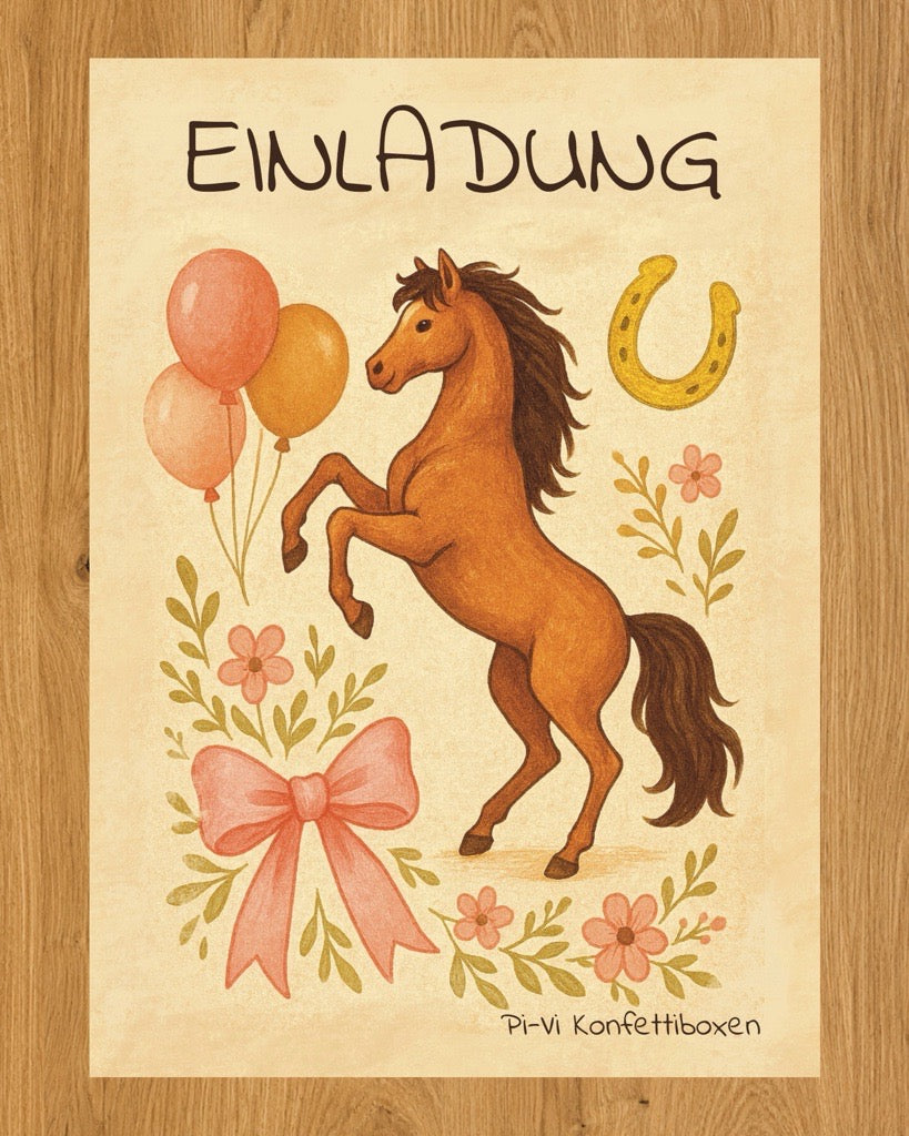 Einladungskarten „Pferde” Geburtstag